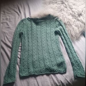 Lauren Ralph Lauren Fisherman 100% Cotton Marled Cable Knit Lightweight Sweater